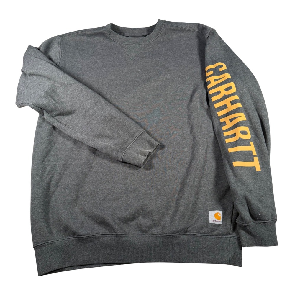 Carhartt Long Sleeve Pullover Mens Medium Gray Loose Fit Sleeve Logo TS5444-M